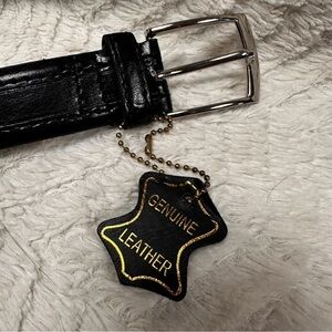 Mens  Genuine Leather Black Belt- No Brand, 1.25" x 32" Center Hole NWOT